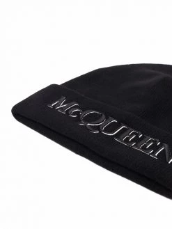 Alexander McQueen embroidered-logo beanie