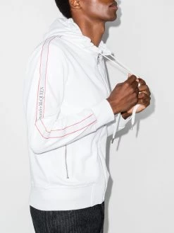 Alexander McQueen logo-tape zip-up cardigan