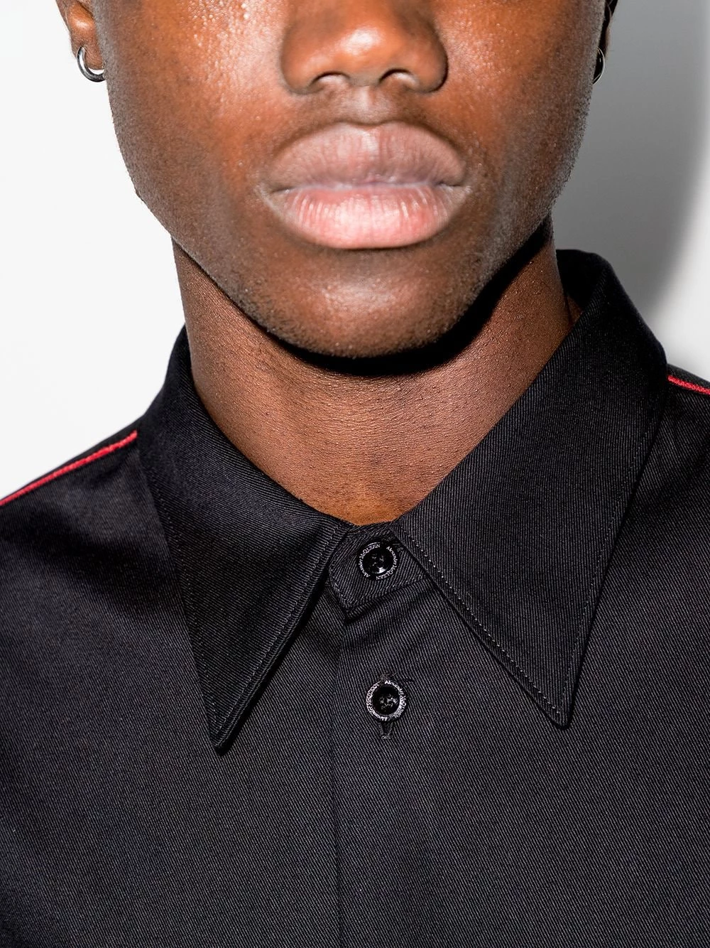 Outlet π Alexander McQueen Logo tape pointed collar π shirt π 4 Alexander McQueen logo tape pointed collar shirt