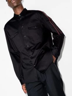 Alexander McQueen logo tape pointed collar shirt
