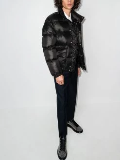 Alexander McQueen graffiti logo-print padded jacket