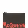 Alexander McQueen logo-print clutch bag
