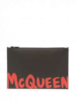 Alexander McQueen logo-print clutch bag