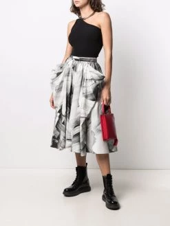 Alexander McQueen high-waisted gathered-detail skirt