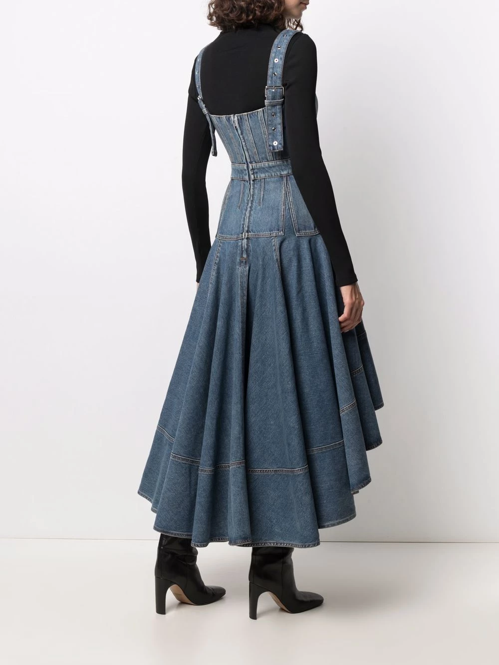 New ๐ Alexander McQueen Square neck denim ๐ dress ๐ 4 Alexander McQueen square-neck denim dress