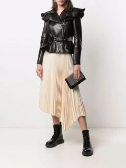 Alexander McQueen ruffle-shoulder biker jacket