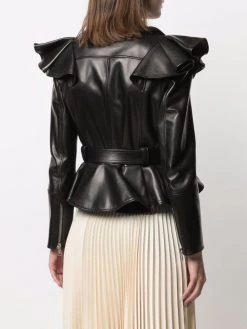Budget 😀 Alexander McQueen Ruffle shoulder biker jacket 👏 8 Alexander McQueen ruffle-shoulder biker jacket