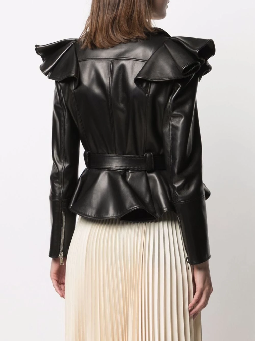 Budget 😀 Alexander McQueen Ruffle shoulder biker jacket 👏 4 Alexander McQueen ruffle-shoulder biker jacket