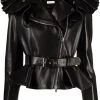 Alexander McQueen ruffle-shoulder biker jacket