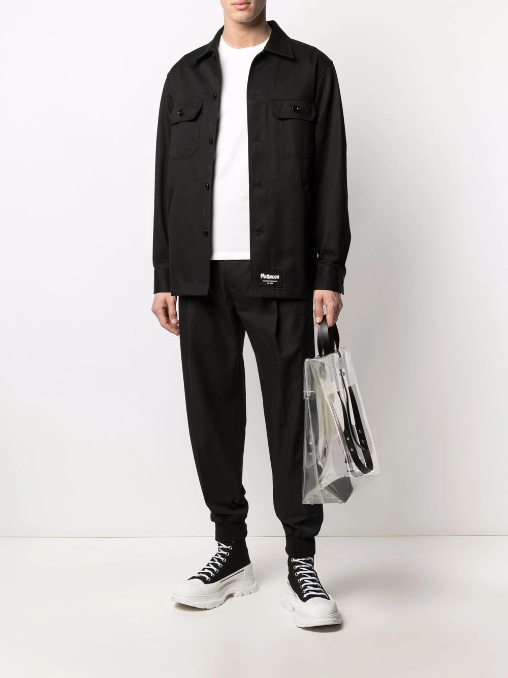 New ๐ Alexander McQueen Logo patch ๐ shirt jacket ๐ 2 Alexander McQueen logo-patch shirt jacket