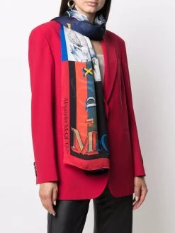 Alexander McQueen rose print silk scarf