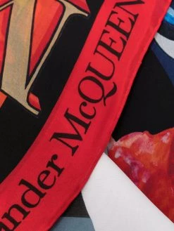 Alexander McQueen rose print silk scarf