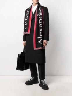 Alexander McQueen logo-intarsia wool scarf