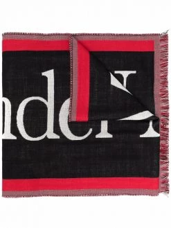 Alexander McQueen logo-intarsia wool scarf