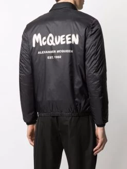 Alexander McQueen logo-print bomber jacket
