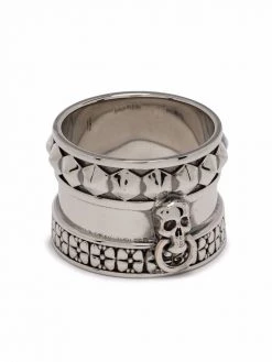 Alexander McQueen skull-engraved thick ring