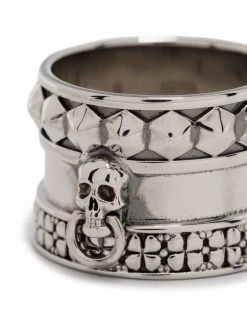 Alexander McQueen skull-engraved thick ring