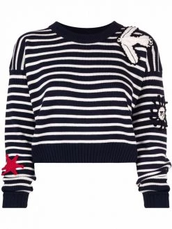 Alexander McQueen crochet-patch striped jumper
