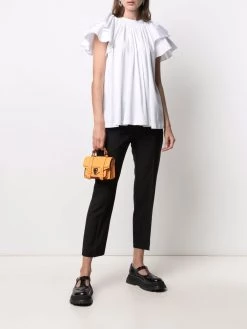 Alexander McQueen ruffled-sleeve cotton blouse