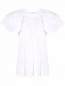 Alexander McQueen ruffled-sleeve cotton blouse