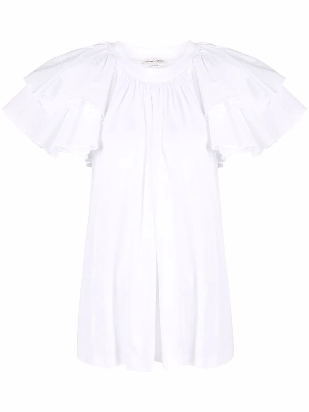 Best reviews of ๐คฉ Alexander McQueen Ruffled sleeve cotton blouse ๐ 1 Alexander McQueen ruffled-sleeve cotton blouse