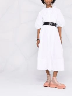 Alexander McQueen ruffled short-sleeved poplin-cotton dress