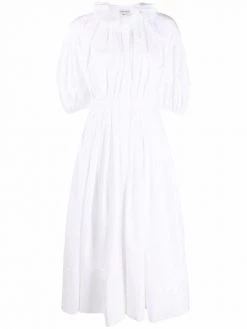 Alexander McQueen ruffled short-sleeved poplin-cotton dress