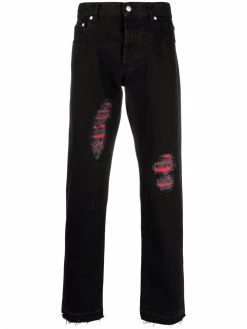 Alexander McQueen ripped-detail slim-fit jeans