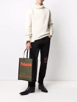 Alexander McQueen ripped-detail slim-fit jeans