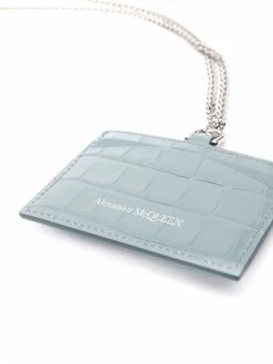 Alexander McQueen chain neck-strap leather cardholder