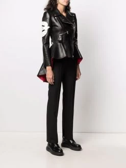 Alexander McQueen multi-patch peplum biker jacket
