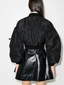 Alexander McQueen gathered-details cropped bomber jacket