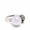 Alexander McQueen faux pearl Skull charm ring