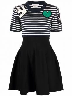 Alexander McQueen crochet-appliqué knitted dress