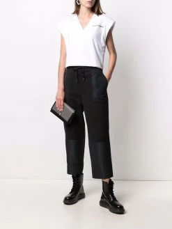 Alexander McQueen logo-print V-neck top