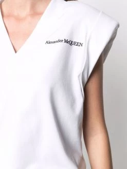 Alexander McQueen logo-print V-neck top