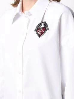Alexander McQueen embellished-heart cotton shirt