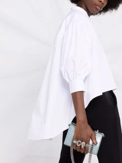 Alexander McQueen drop-hem collarless blouse