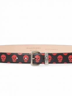 Alexander McQueen skull-print leather belt