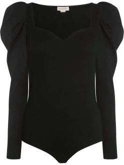 Alexander McQueen puff-sleeve fitted bodysuit