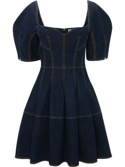 Alexander McQueen cocoon-sleeve denim dress