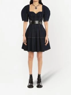 Alexander McQueen cocoon-sleeve denim dress