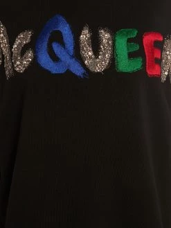 Alexander McQueen glitter embroidered-logo sweatshirt