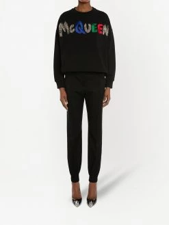 Alexander McQueen glitter embroidered-logo sweatshirt