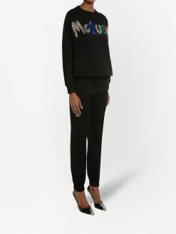 Alexander McQueen glitter embroidered-logo sweatshirt