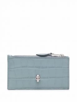 Alexander McQueen skull-embellished calf leather cardholder