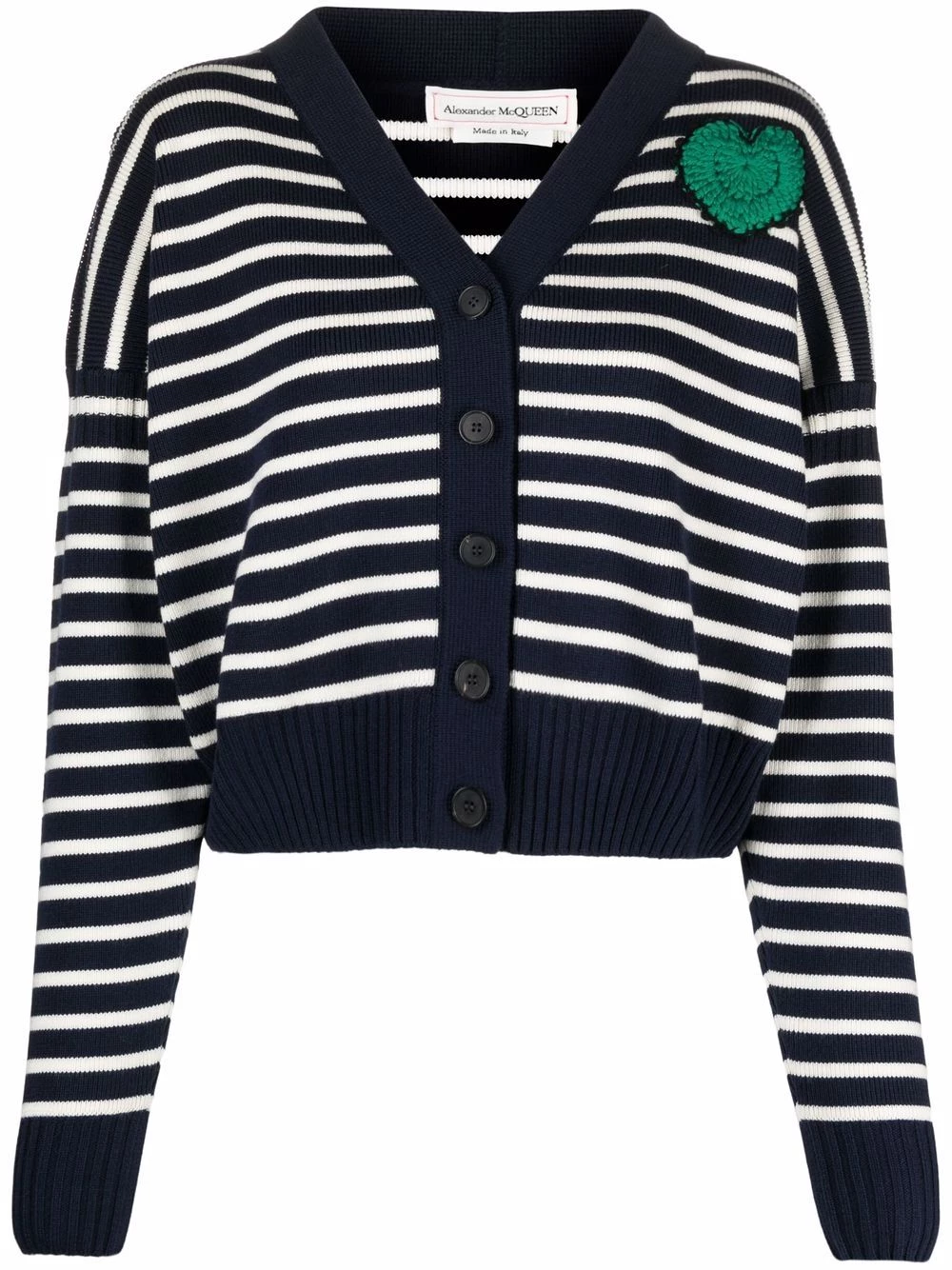 Cheapest โญ Alexander McQueen Heart motif striped cardigan ๐ 1 Alexander McQueen heart-motif striped cardigan