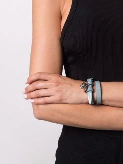 Alexander McQueen skull-charm leather bracelet