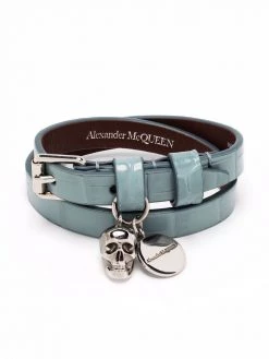 Alexander McQueen skull-charm leather bracelet