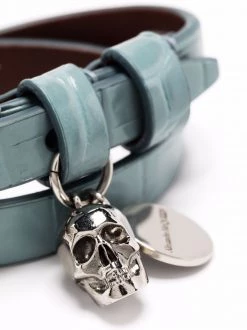 Alexander McQueen skull-charm leather bracelet